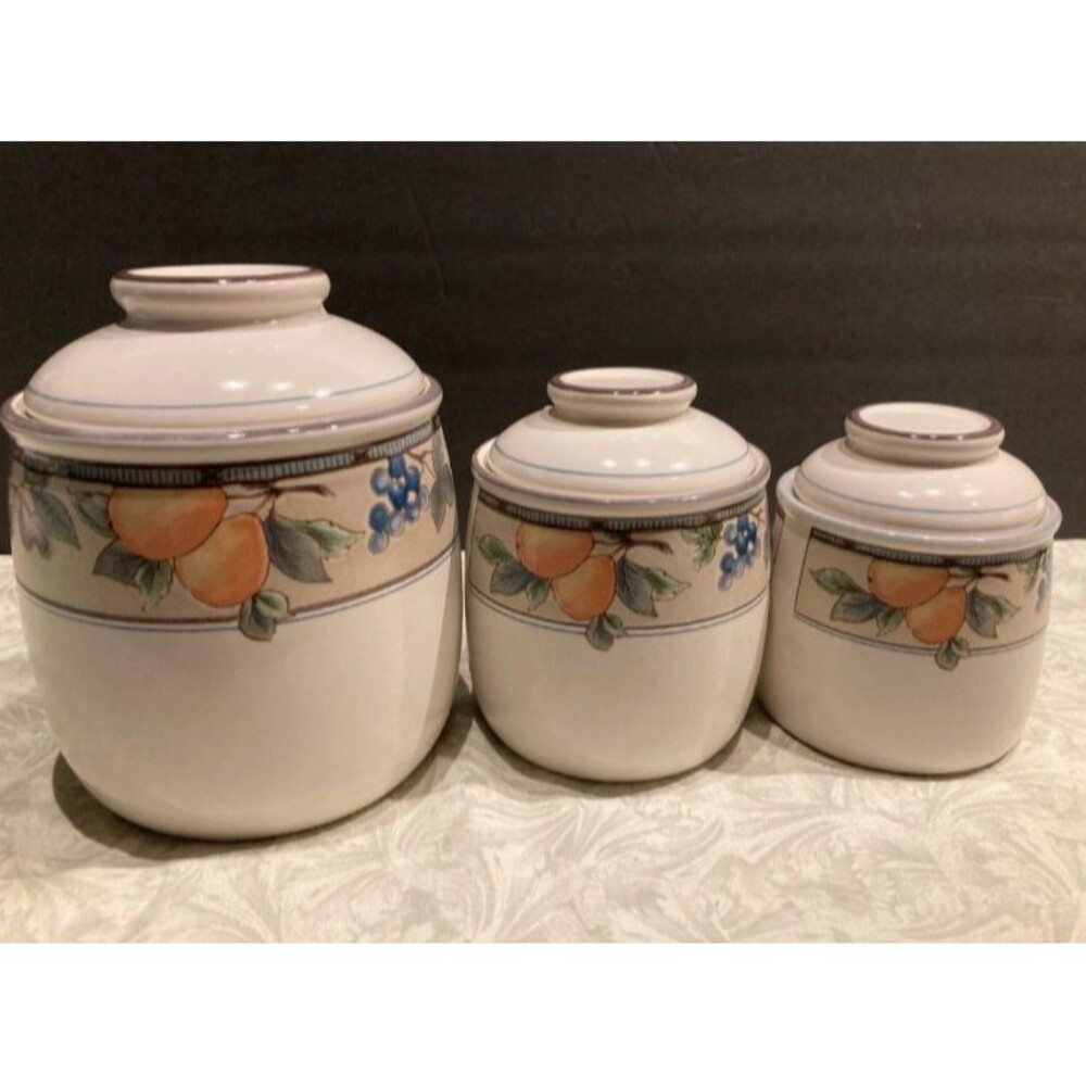 Mikasa Intaglio "Garden Harvest" Canisters W/Lids